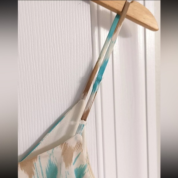 CHARMING CHARLIE Teal Chevron Maxi Dress Women’s Size Small - Picture 4 of 6